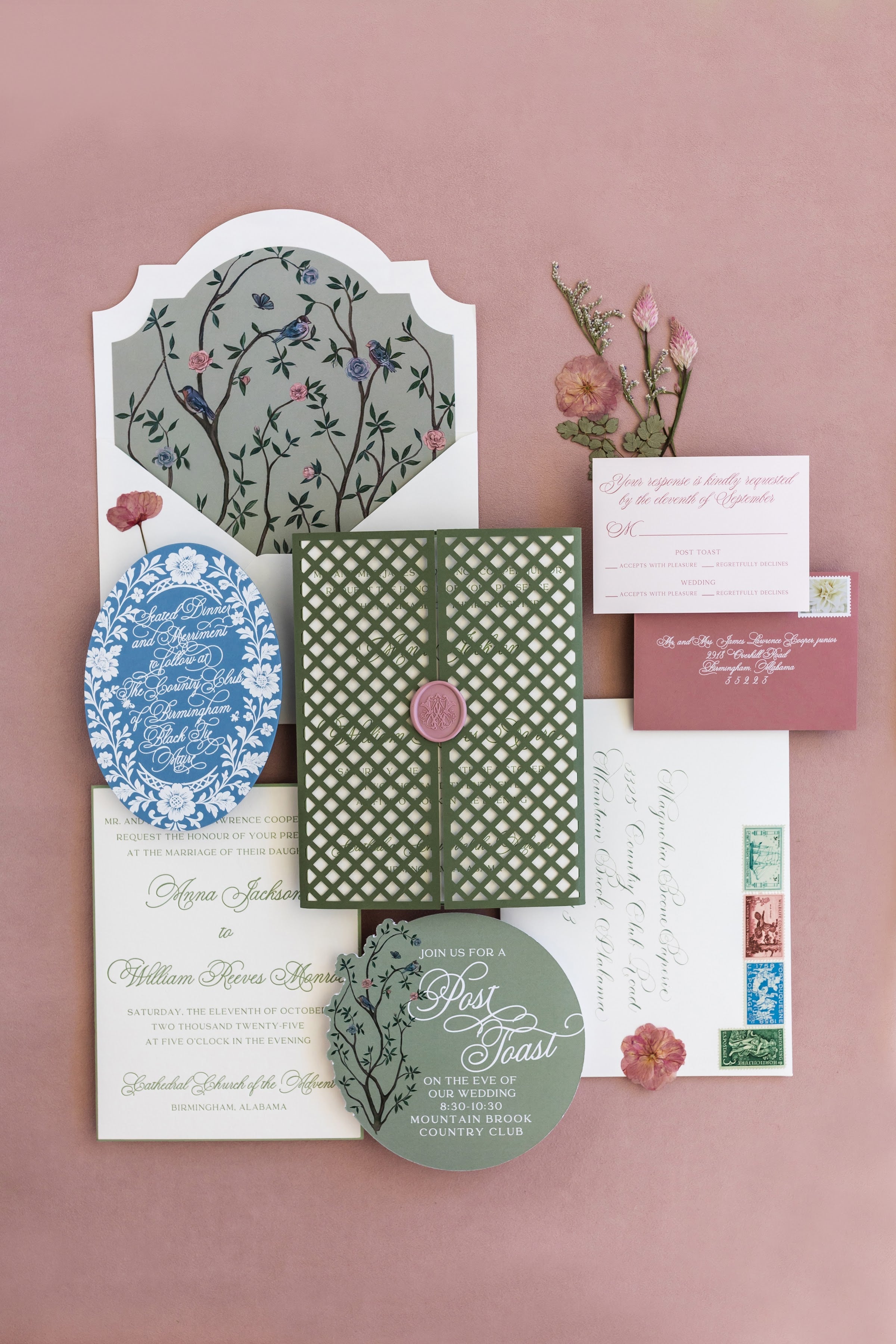 Anna and William wedding invitation suite by Magnolia Boone Paperie