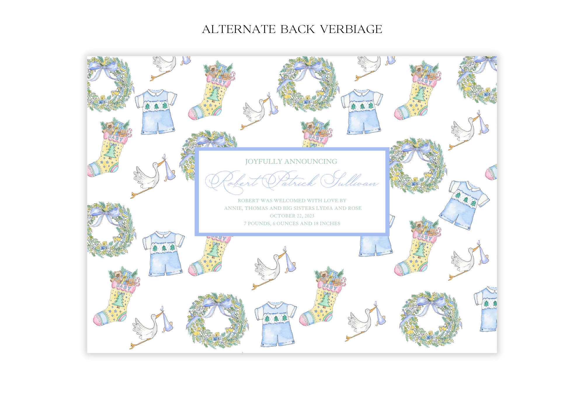Watercolor Birth Announcement Christmas Card