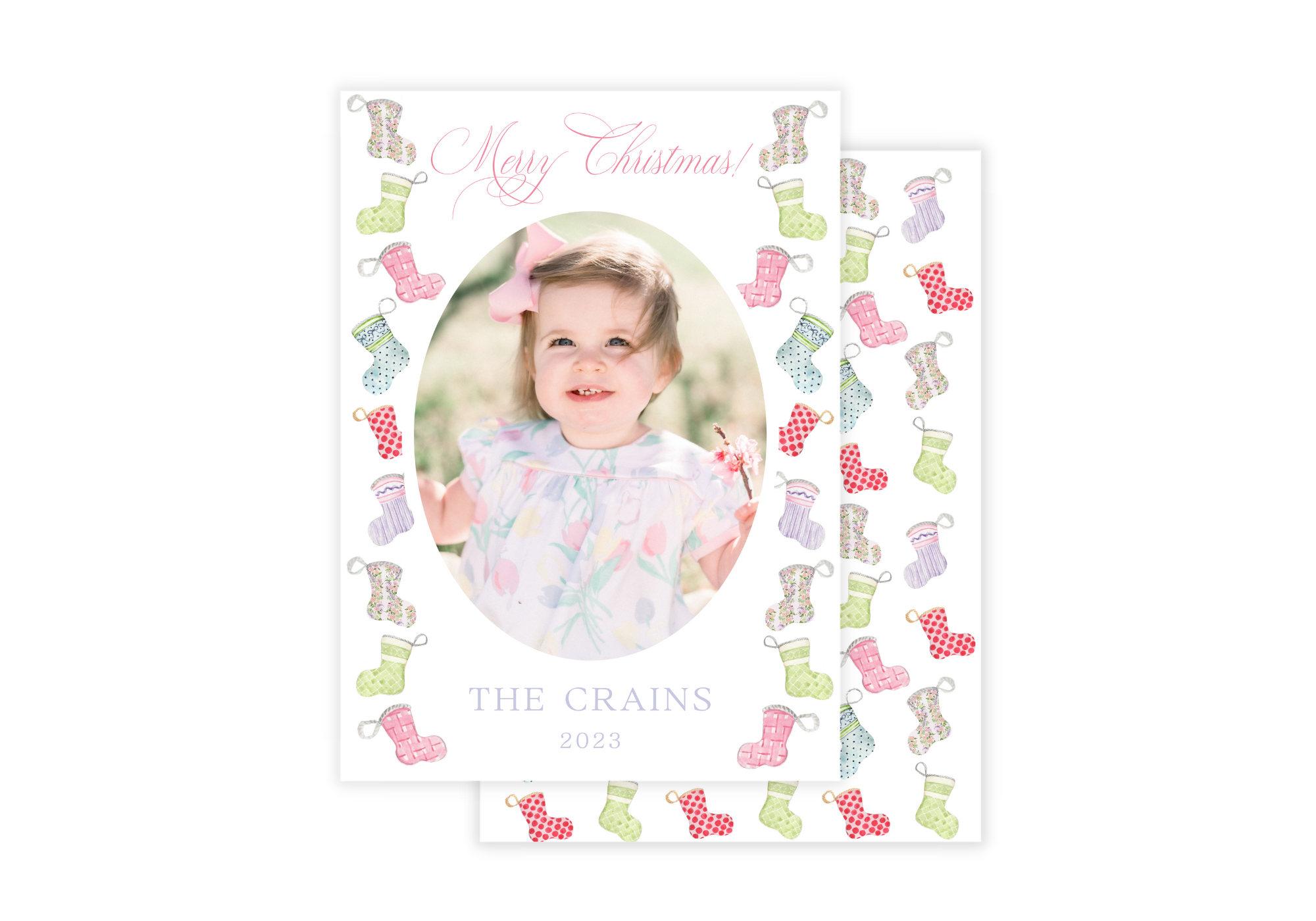 Watercolor Stocking Christmas Card