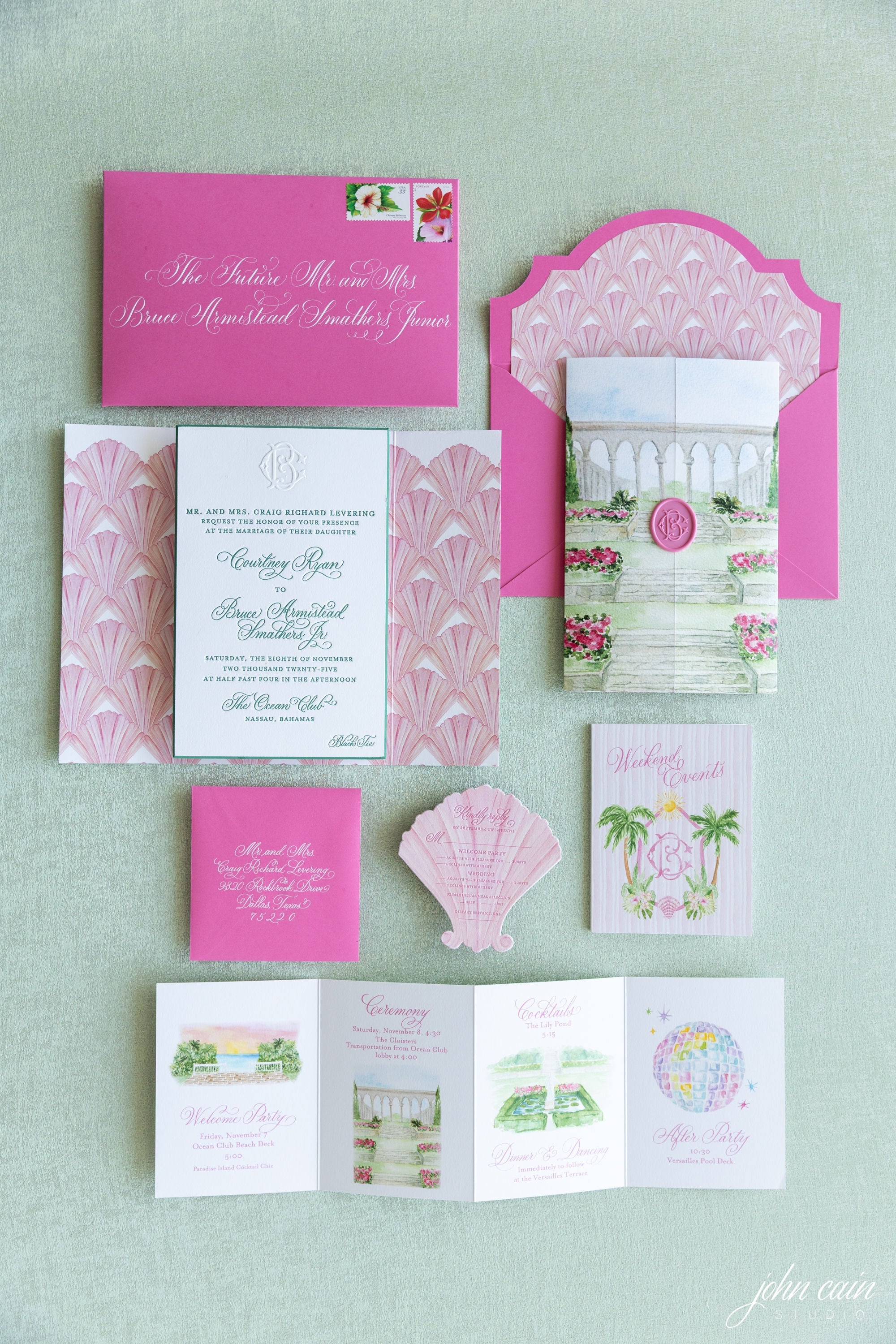 Courtney and Bruce wedding invitation suite by Magnolia Boone Paperie