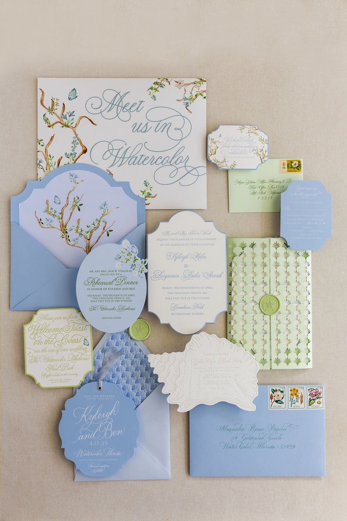 Kyleigh and Ben wedding invitation suite by Magnolia Boone Paperie