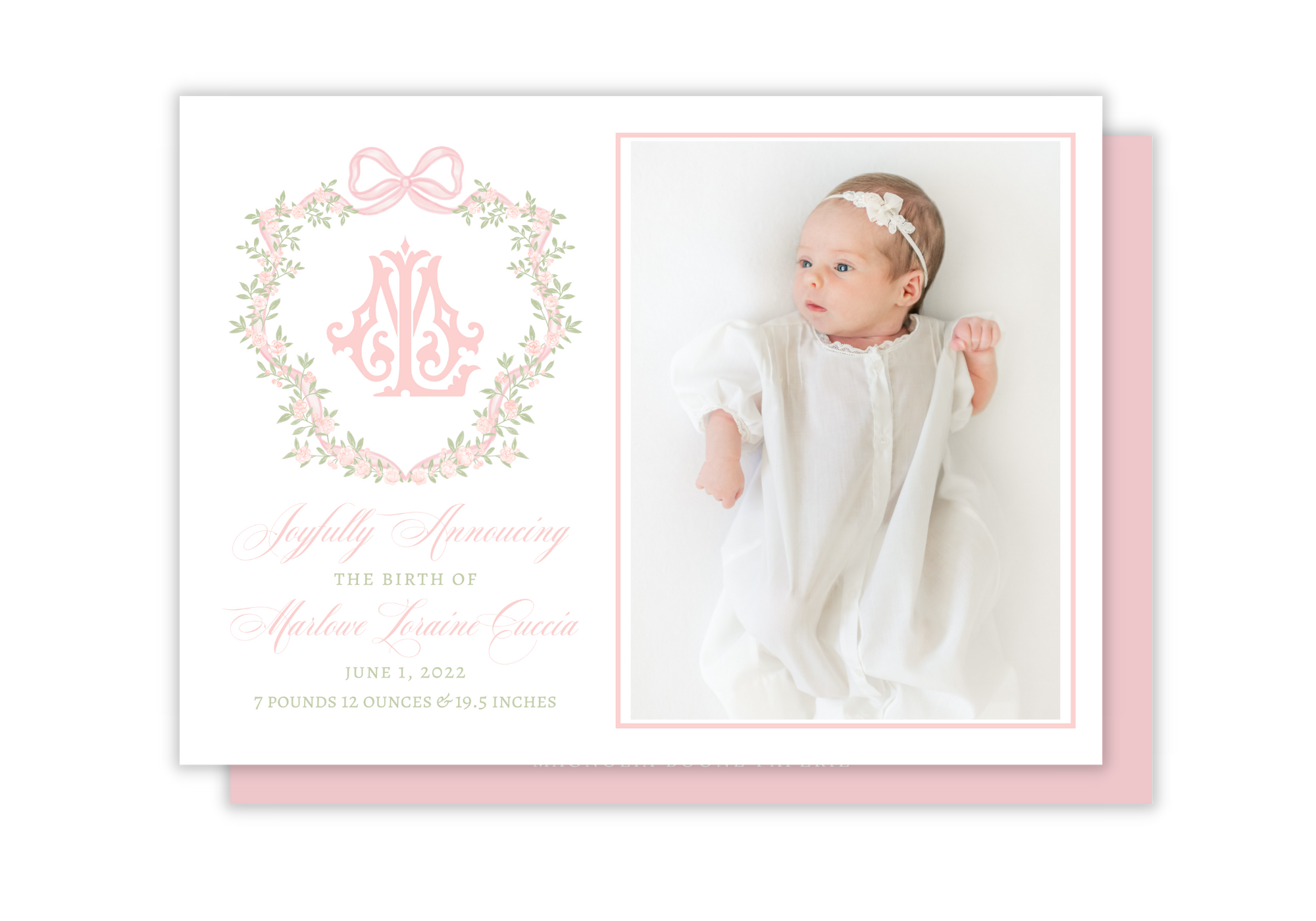 Pink Crest Baby Announcement