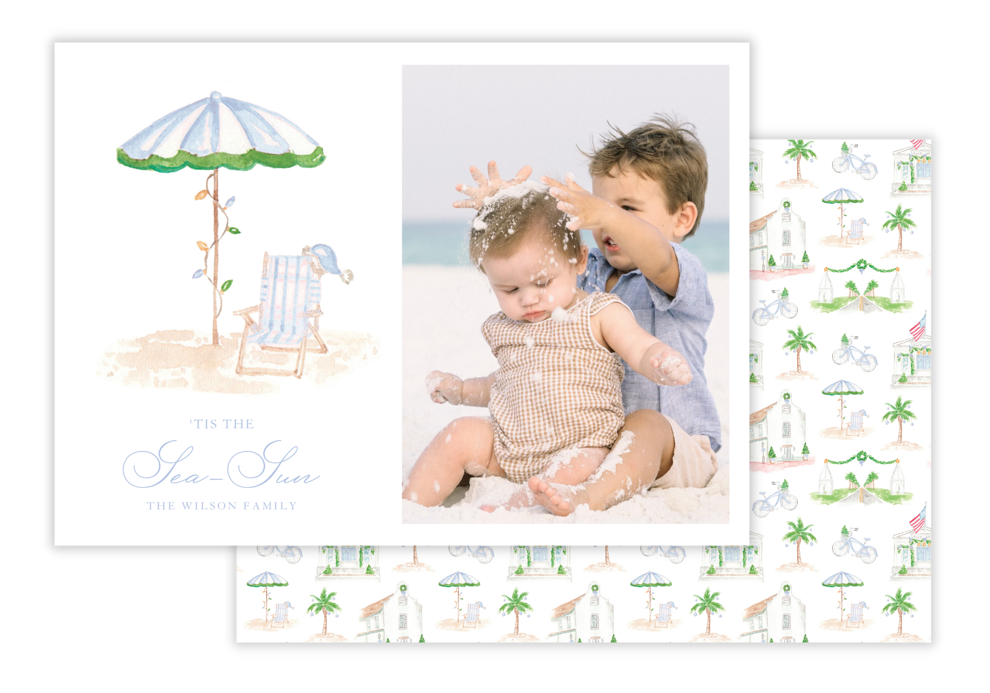 30A Beach Chair & Umbrella Holiday Card