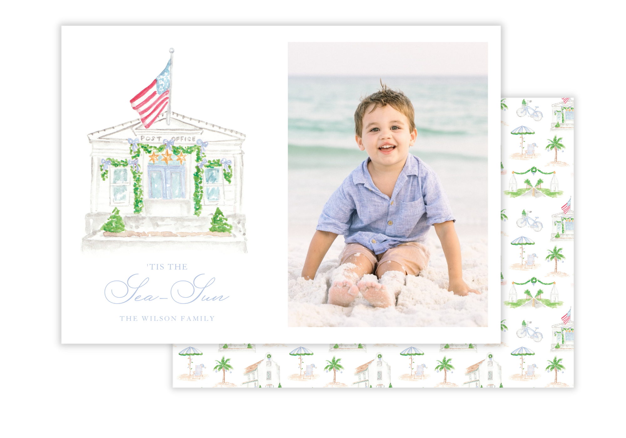 Seaside 30A Watercolor Holiday Card