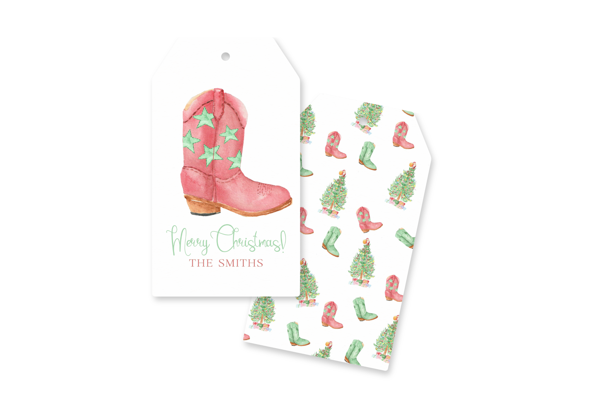 Red Cowboy Boot Christmas Gift Tag