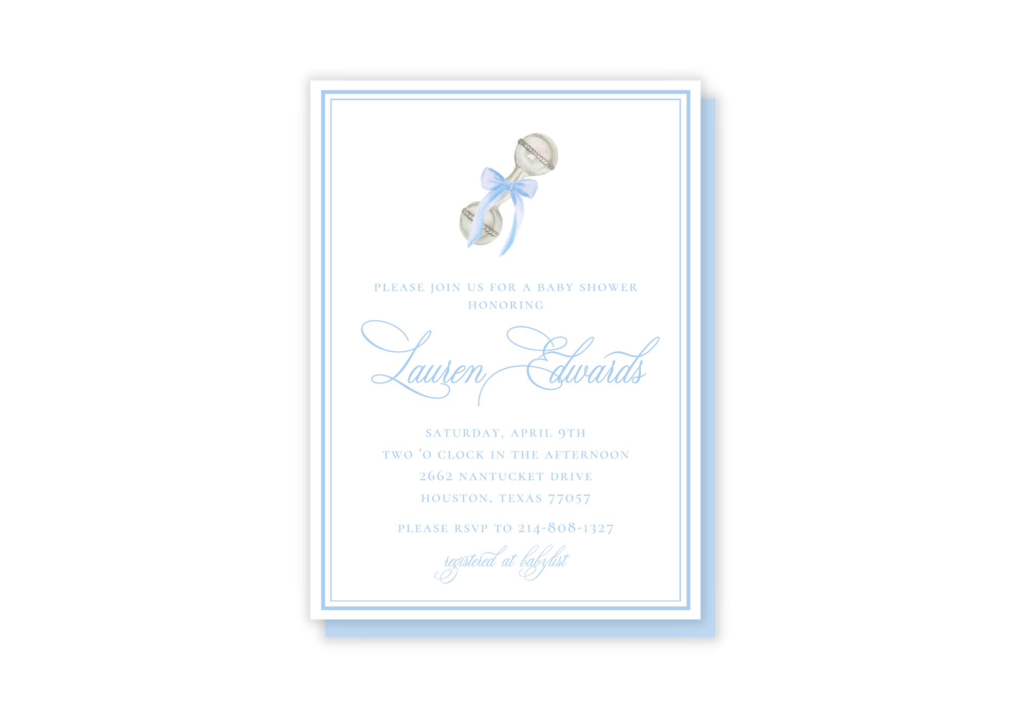 Rattle Baby Shower Invitations