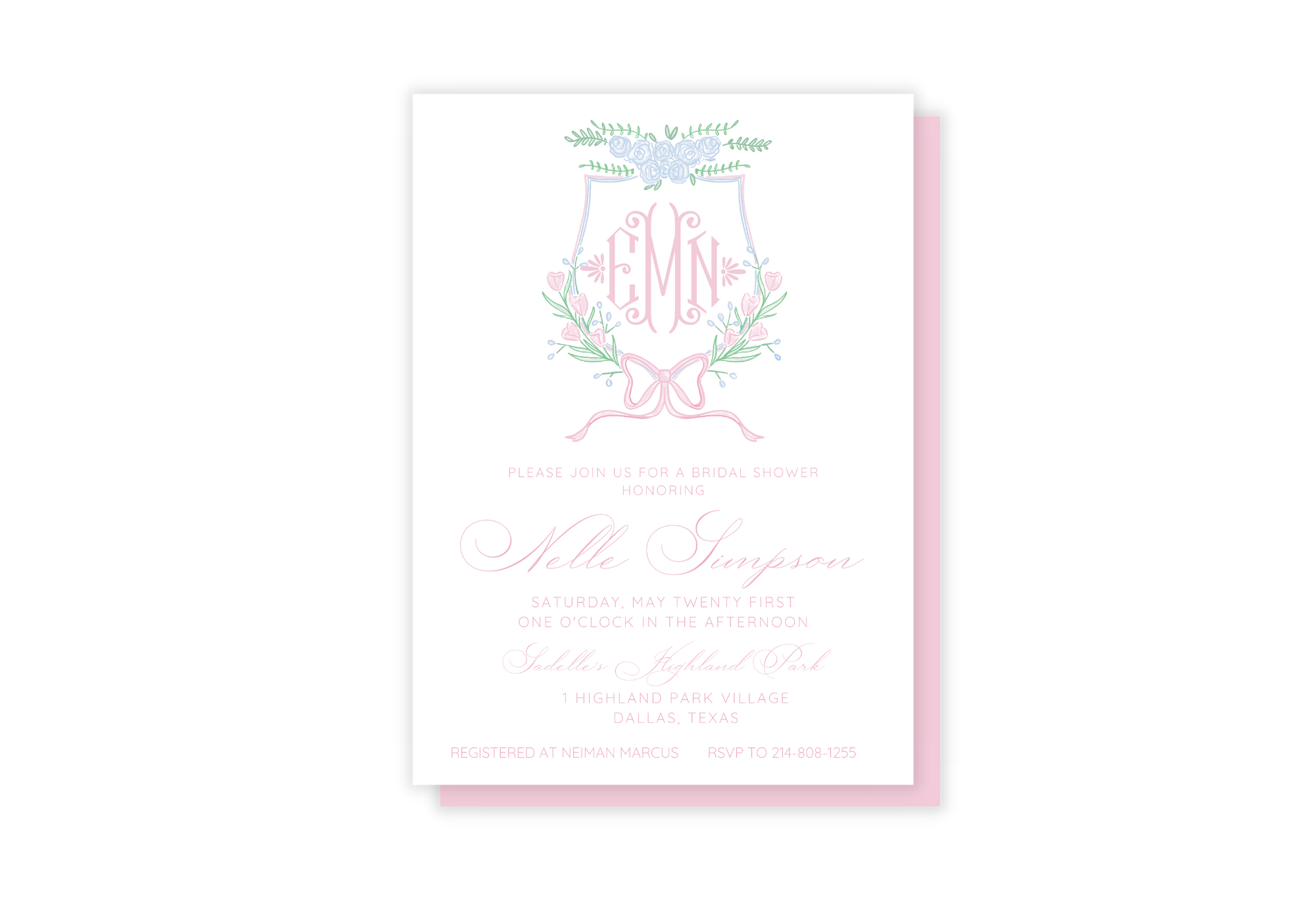 Monogram Crest Bridal Shower Invitation