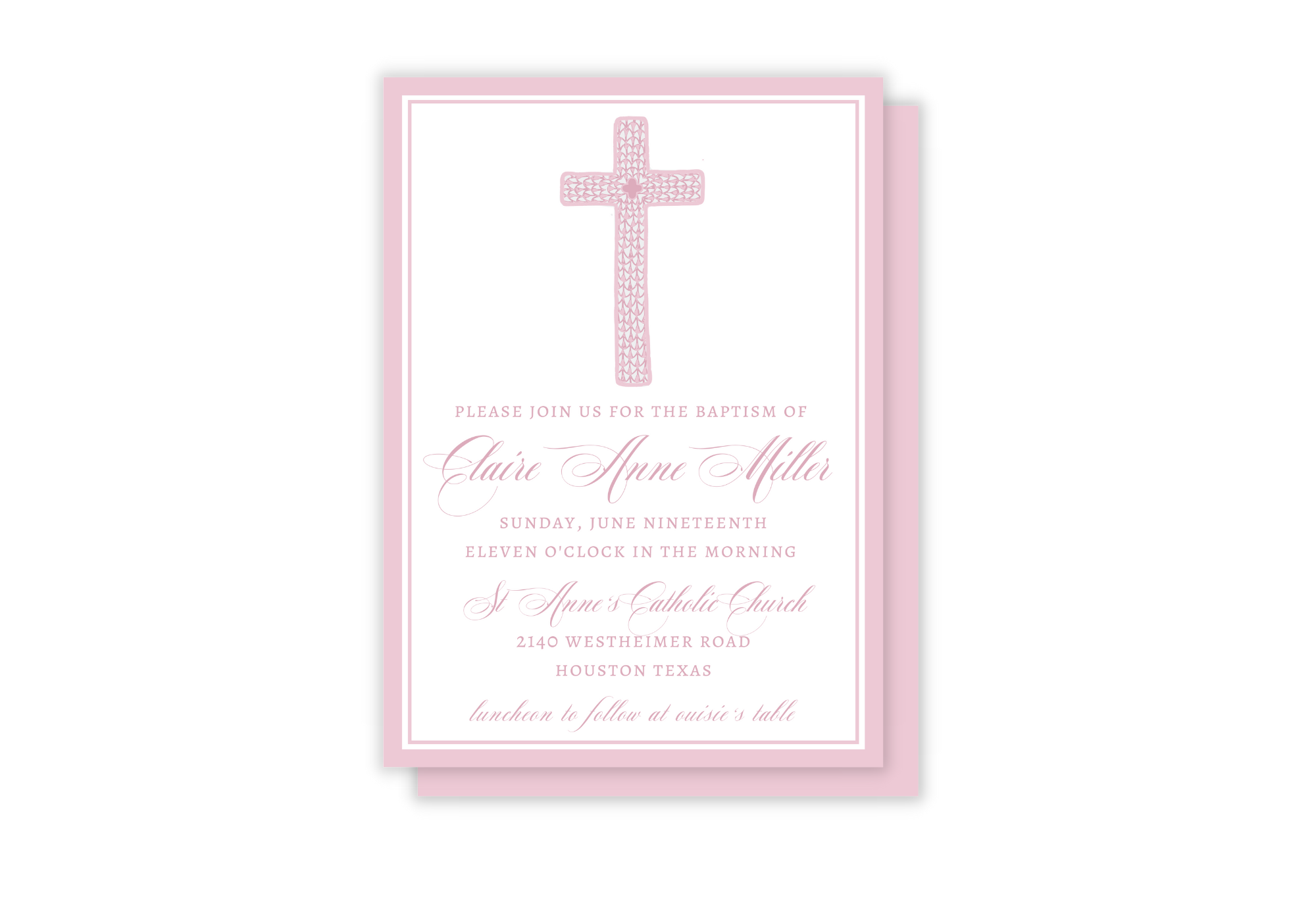 Pink Baptism Announcements