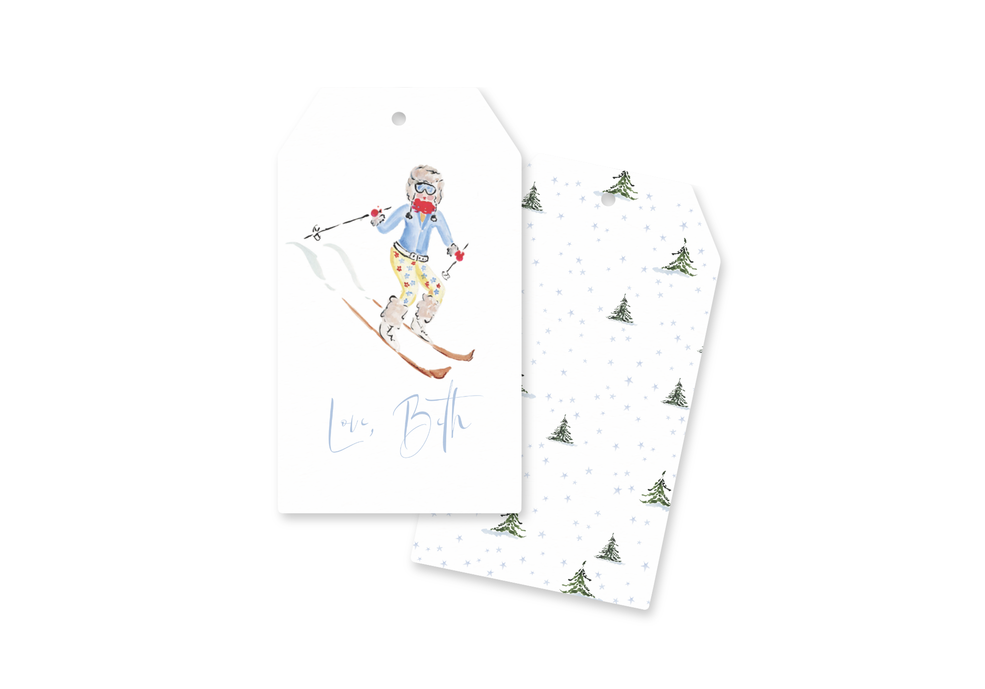 Ski Christmas Gift Tag