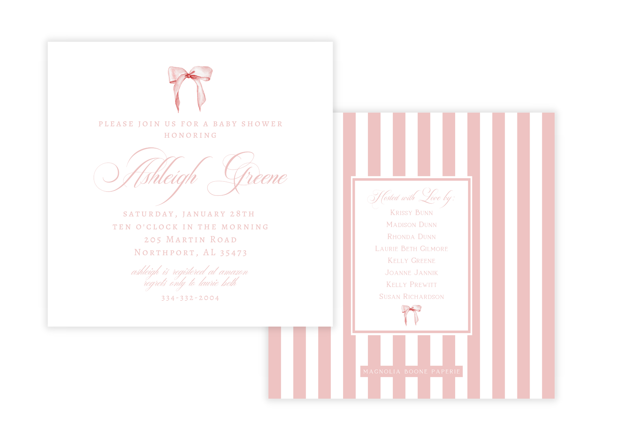 Pink Bow Baby Shower Invitations - Pink Baby Shower Invites