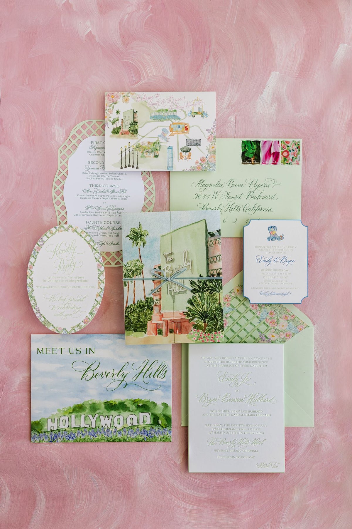 Emily and Bryce wedding invitation suite