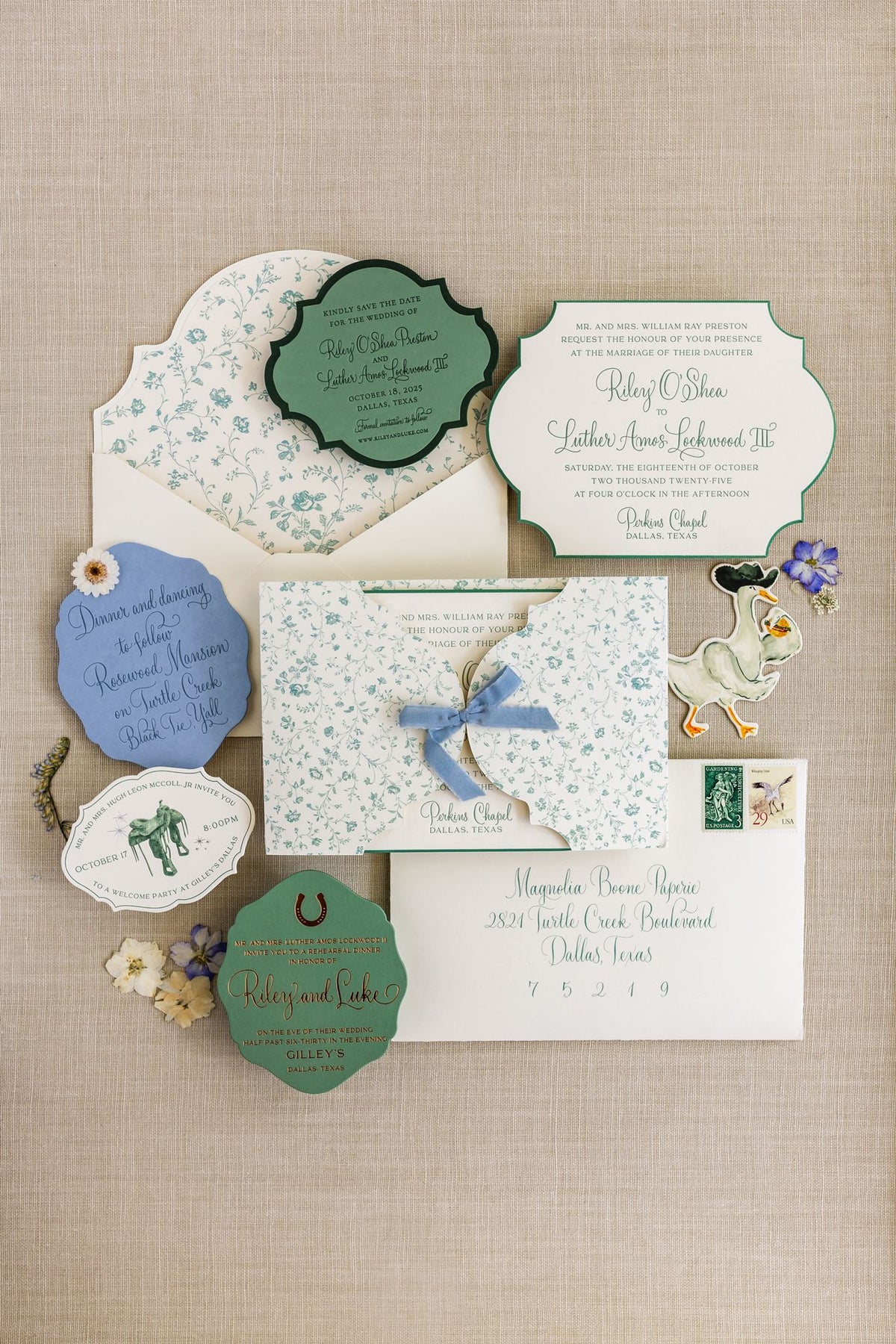 Riley and Luke wedding invitation suite
